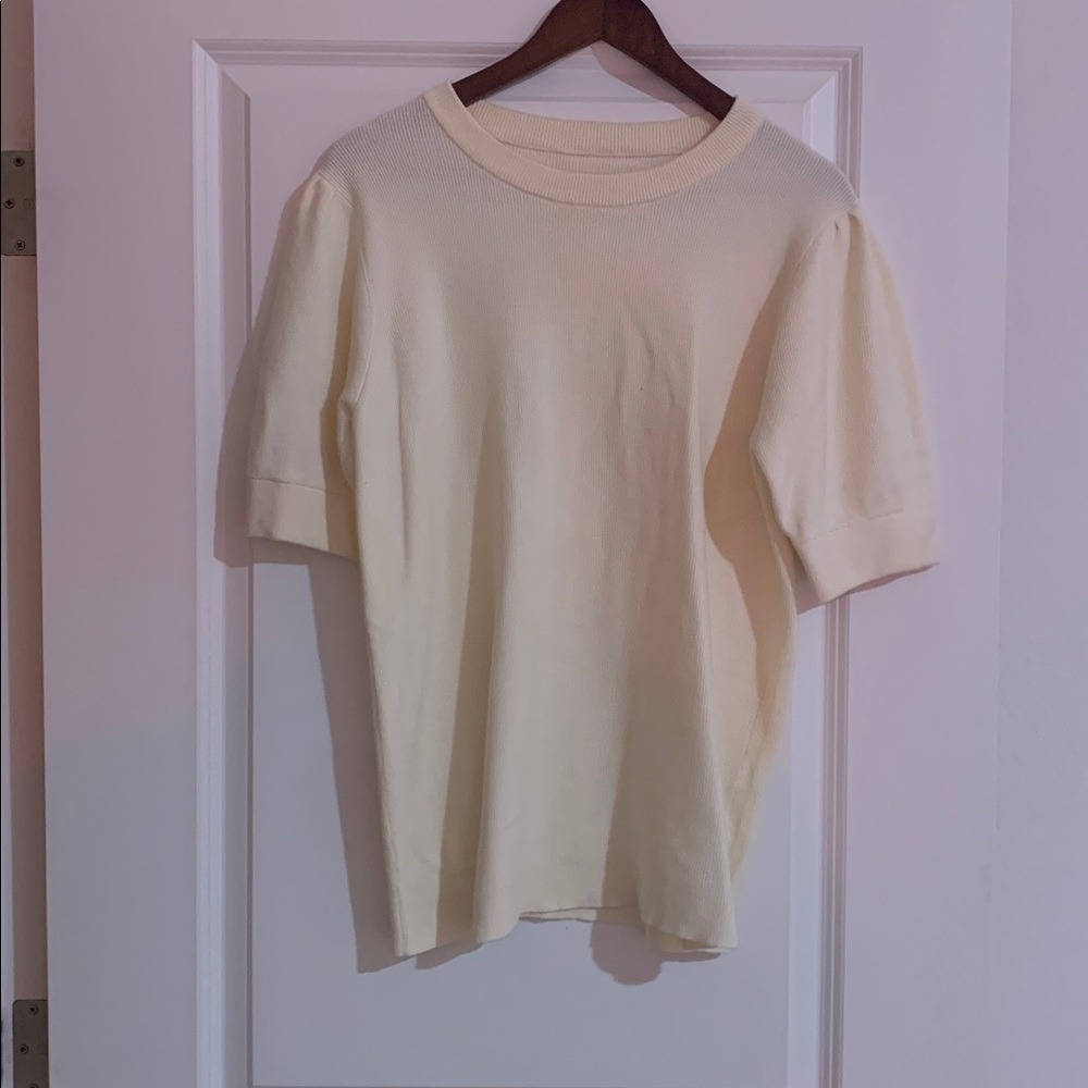 Cream Short Sleeve Sweater